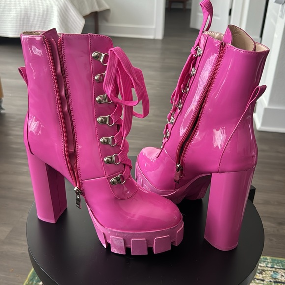 Pink Punk High Boots Laces - Picture 4 of 4